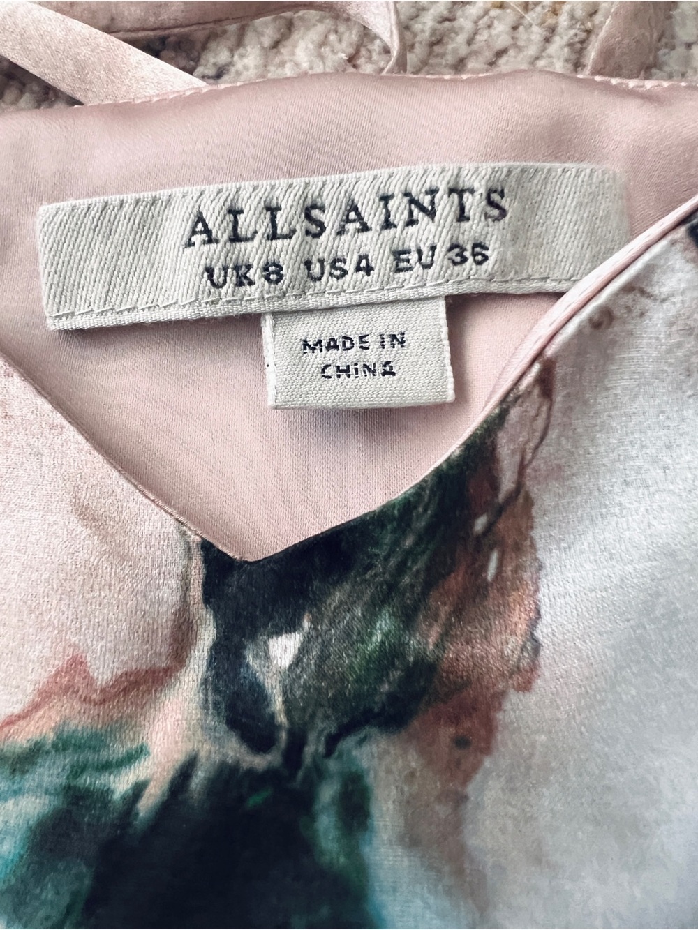 All Saints Blush Pink Marble-Print Slip Dress - Picture 2 of 7